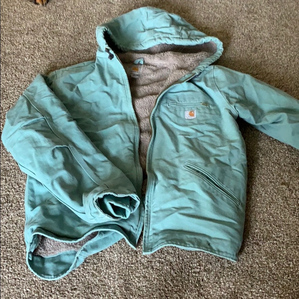 Sherpa lined carhartt hooded jacket